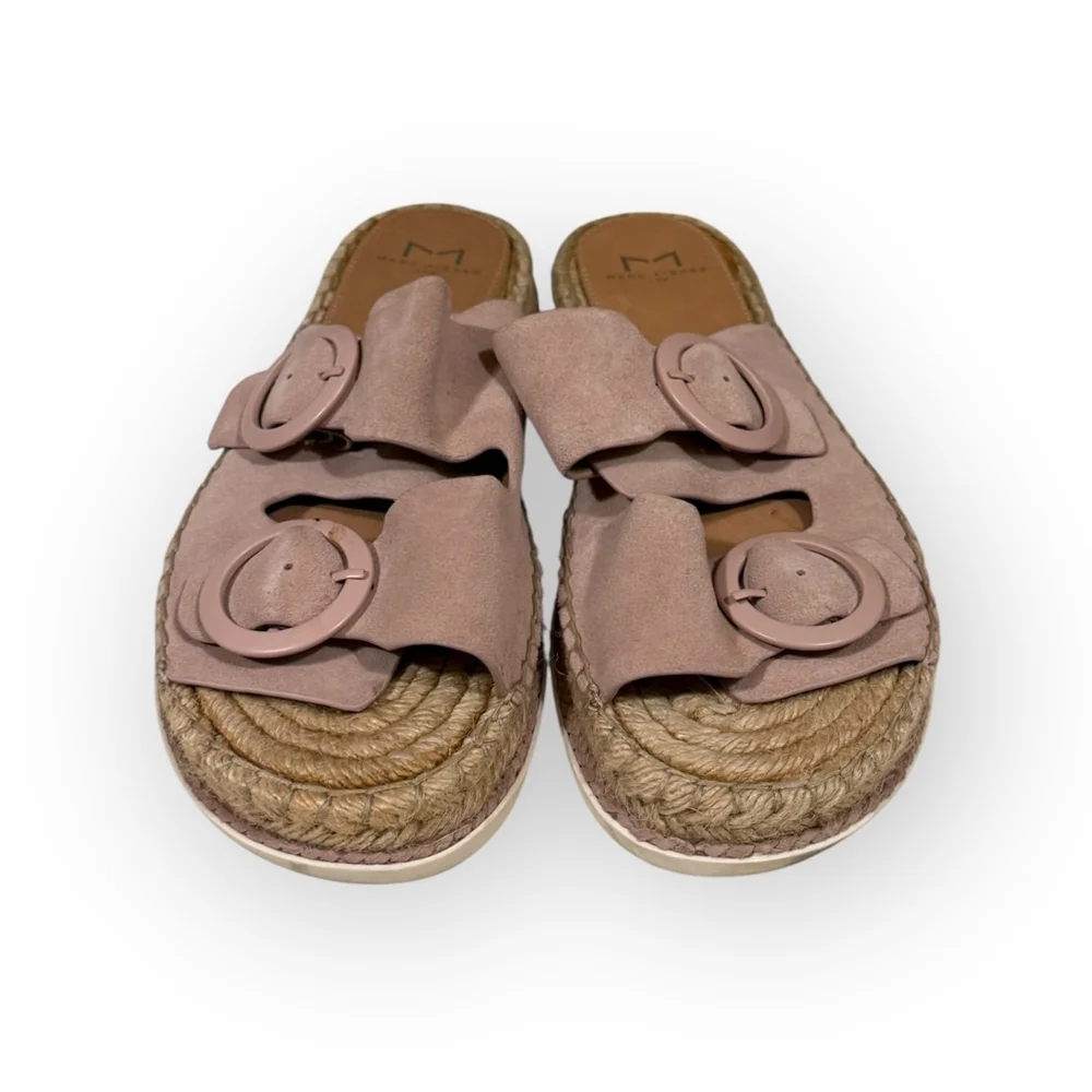 Marc Fisher MlramSA Leather Espadrille Platform Sandals Pink Buckle Slides 8.5​ - Picture 9 of 10